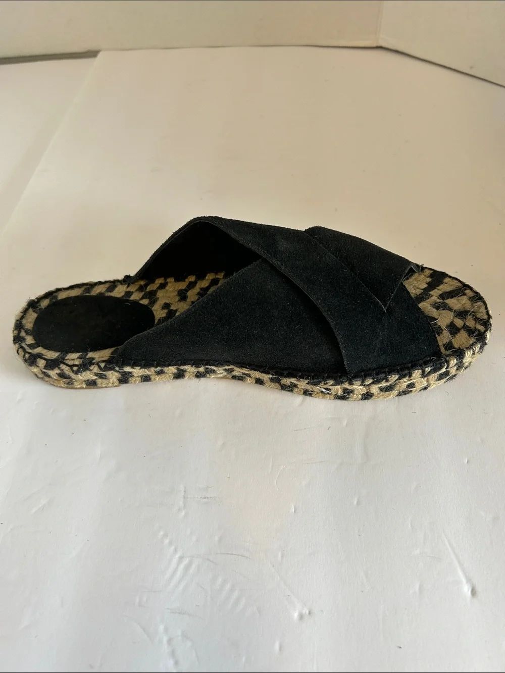 Free People Black Suede Crisscross Espadrille Slides